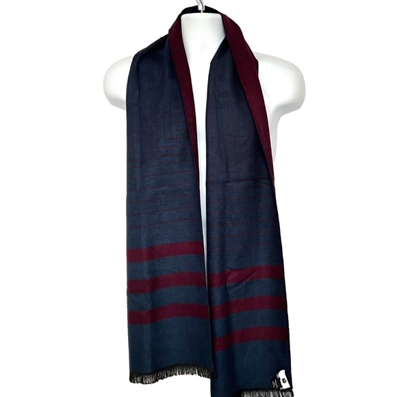 Steel & Jelly Scarf Striped FringeEdge Preppy Classy Formal Soft Warm Reverible - Picture 3 of 6